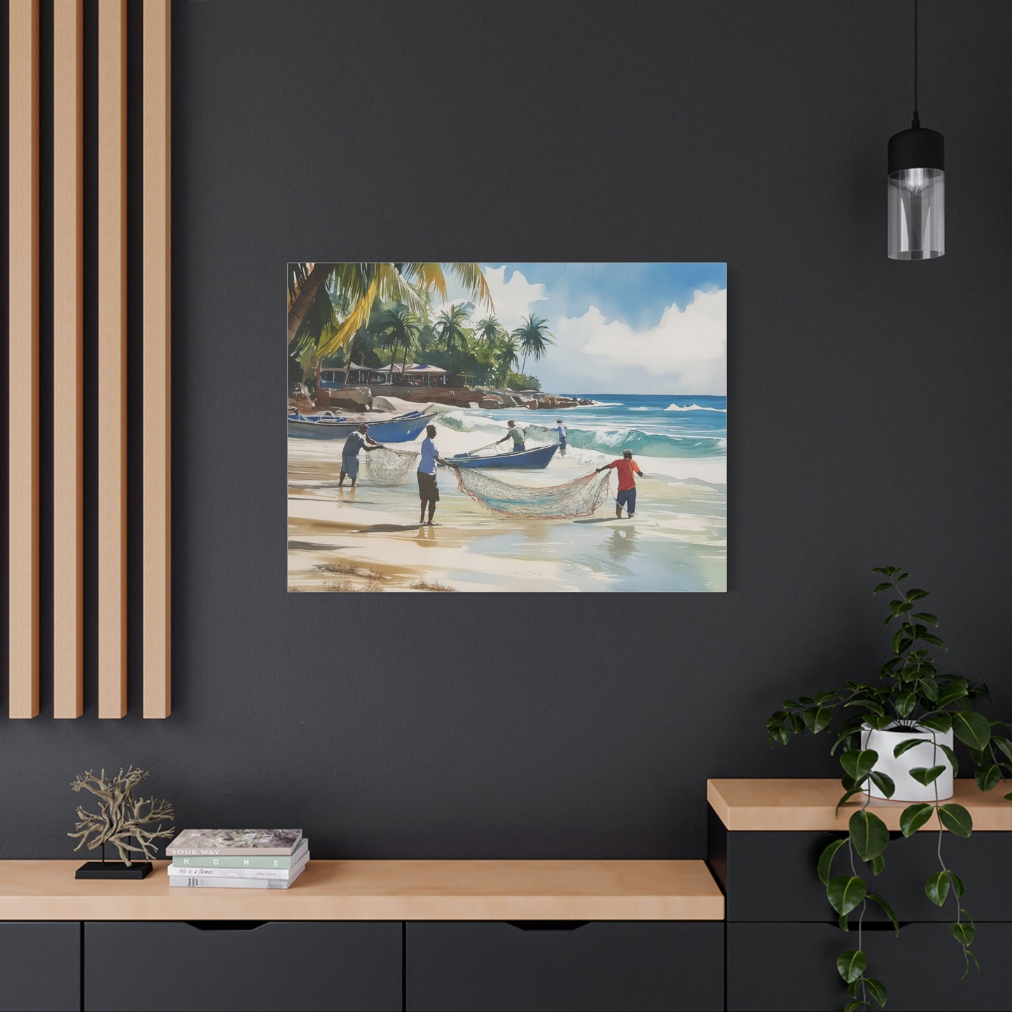 Tobago fishermen "Pulling Seine"- Matte Canvas, Stretched, 1.25"